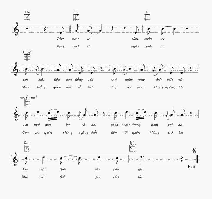 Sheet nhạc Đánh Thức Tầm Xuân 2